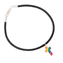 Load image into Gallery viewer, Bulk Rainbow Flag Cross Black Cord Bracelets, LGBTQ Rainbow Jewelry - The Awareness Company