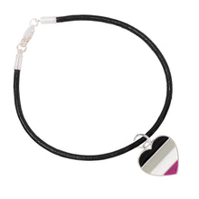 Load image into Gallery viewer, Bulk Asexual Heart Flag Black Cord Bracelets, LGBTQ Gay Pride Jewelry - The Awareness Company