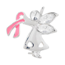 Load image into Gallery viewer, Bulk Pink Ribbon Angel Pins for Breast Cancer Awareness, Pink Ribbon Jewelry