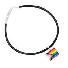 Load image into Gallery viewer, Bulk Daniel Quasar Flag Charm on Black Cord Bracelets, LGBTQ Jewelry - The Awareness Company