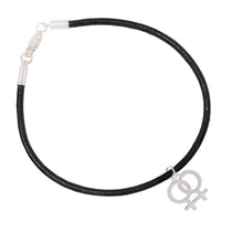 Load image into Gallery viewer, Bulk Same Sex Female Symbol Black Cord Bracelets, LGBTQ Gay Pride Jewelry - The Awareness Company