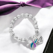 Load image into Gallery viewer, Teal &amp; Purple Ribbon Where There is Love Bracelets