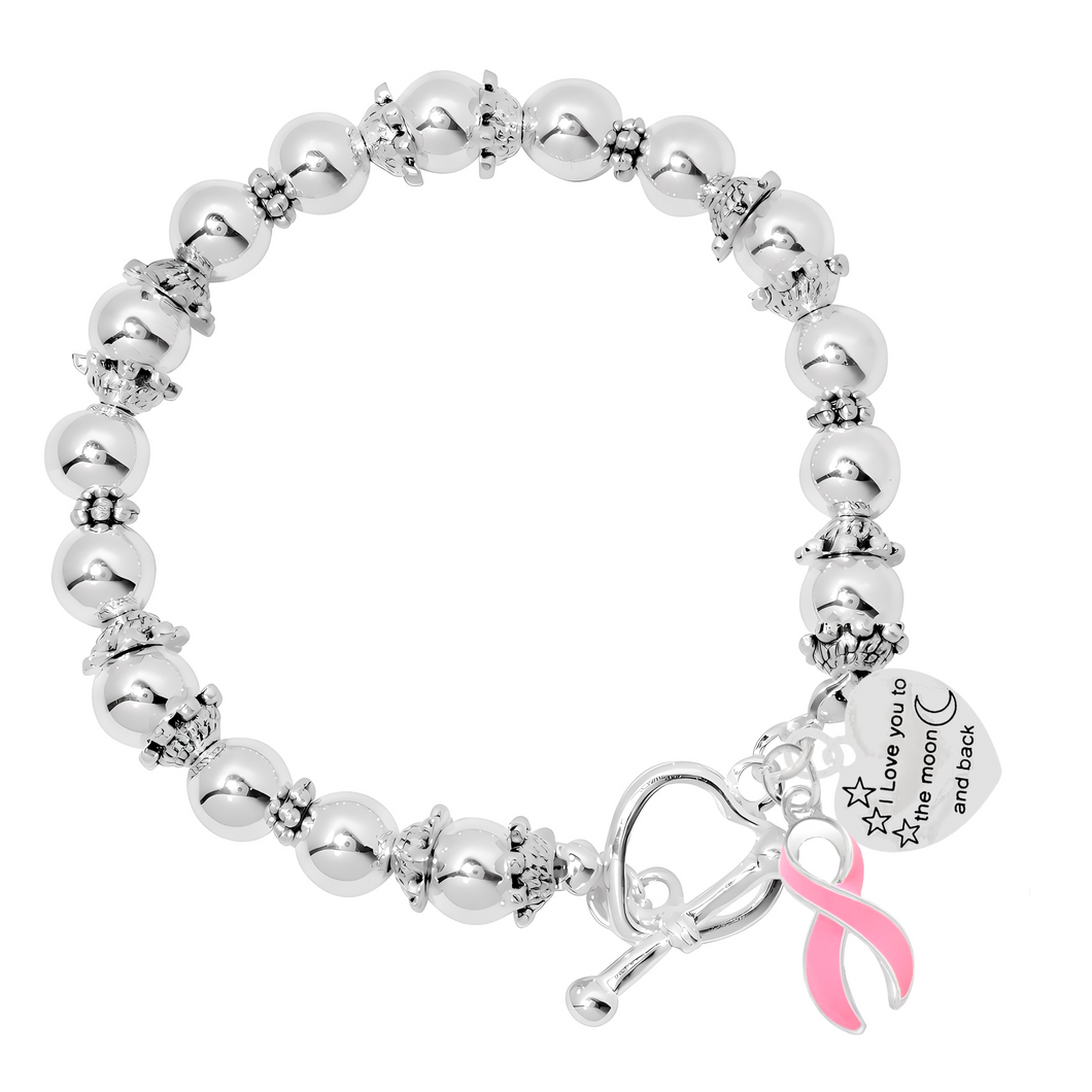Breast Cancer Love You To The Moon And Back Pink Ribbon Bracelets