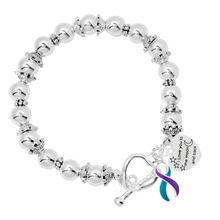 Load image into Gallery viewer, Teal &amp; Purple Ribbon Love You to The Moon Bracelets
