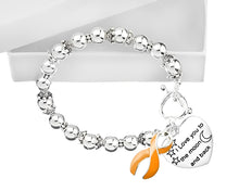 Load image into Gallery viewer, Bulk I Love You To The Moon And Back Orange Ribbon Bracelets - The Awareness Company