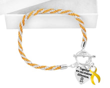 Load image into Gallery viewer, Bulk Childhood Cancer Ribbon Bracelets, Gold Childhood Cancer Jewelry - The Awareness Company