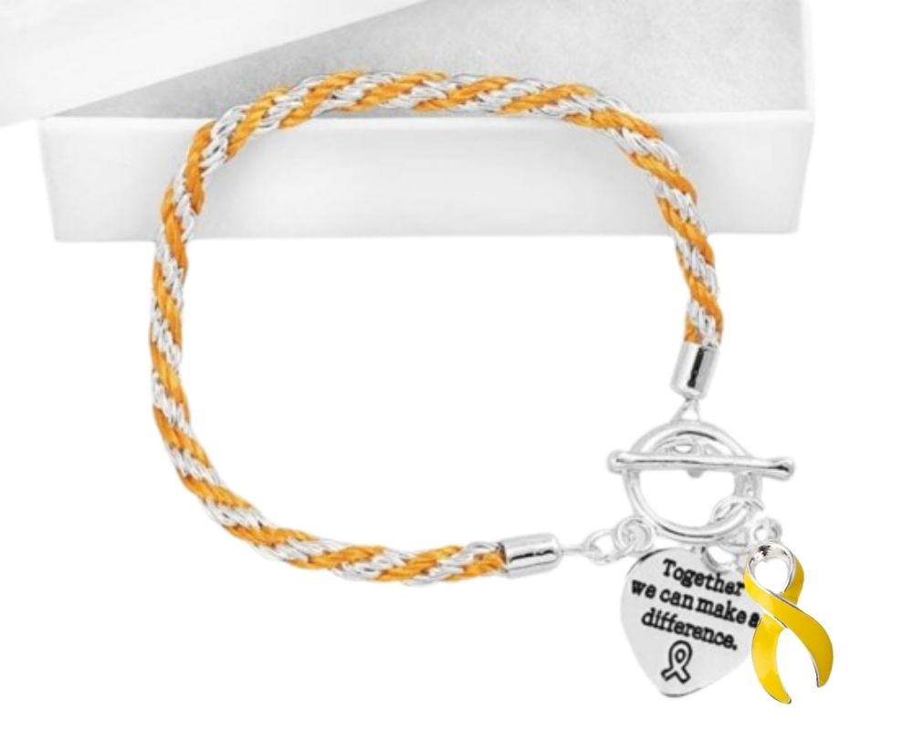 Bulk Childhood Cancer Ribbon Bracelets, Gold Childhood Cancer Jewelry - The Awareness Company