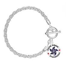 Load image into Gallery viewer, Bulk Dark Blue Pinwheel Charm Child Abuse Prevention Rope Bracelets - The Awareness Company