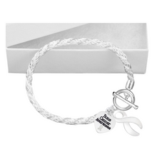 Load image into Gallery viewer, Lung Cancer Awareness White Ribbon Charm Rope Bracelets