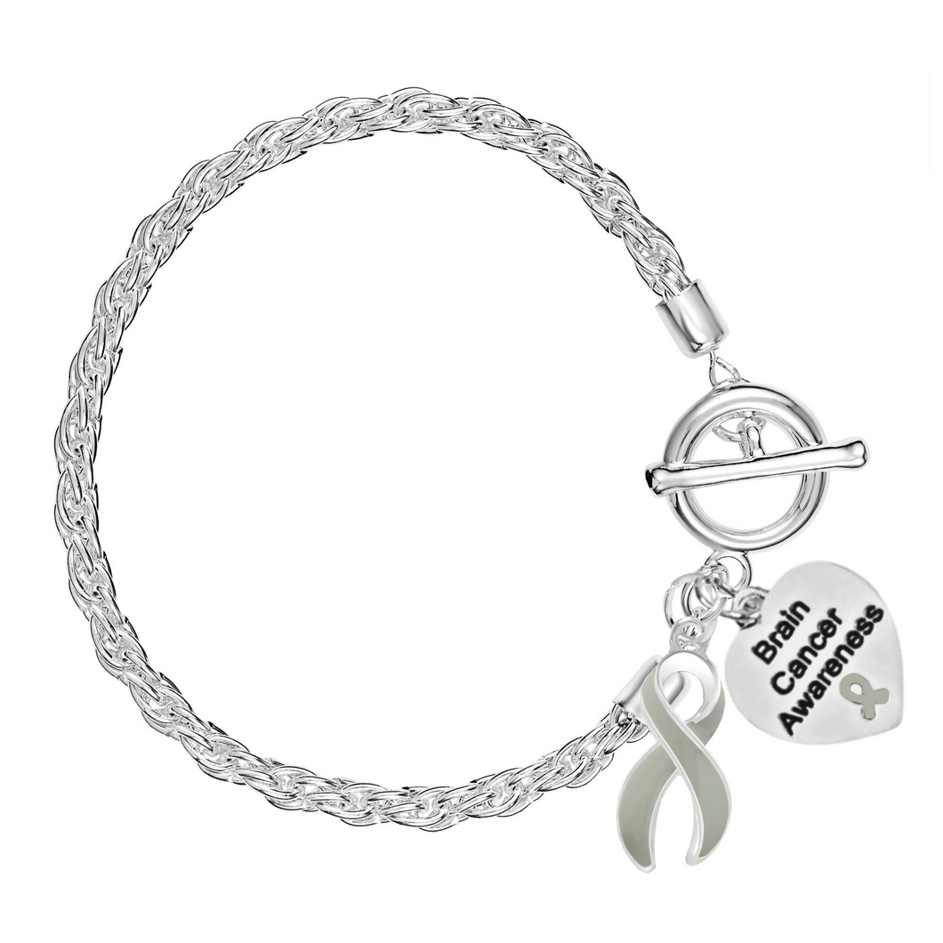 Bulk Brain Cancer Awareness Gray Ribbon Rope Bracelets - The Awareness Company