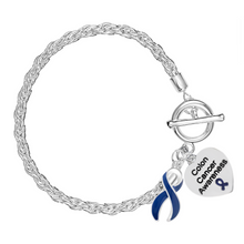 Load image into Gallery viewer, Bulk Dark Blue Ribbon Colon Cancer Awareness Rope Bracelets - The Awareness Company
