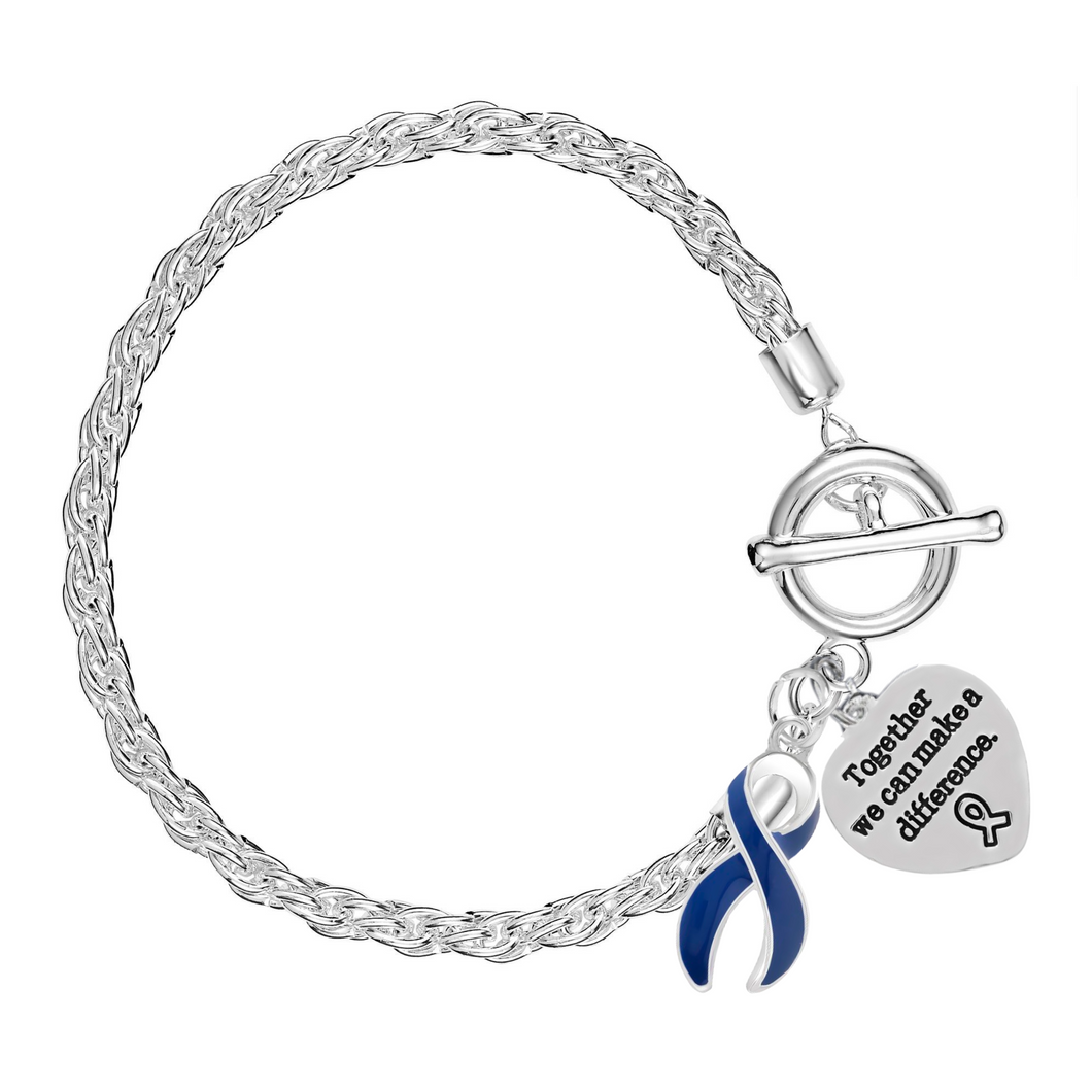 Bulk Dark Blue Ribbon Rope Style Bracelets for Child Abuse, Colon Cancer - The Awareness Company
