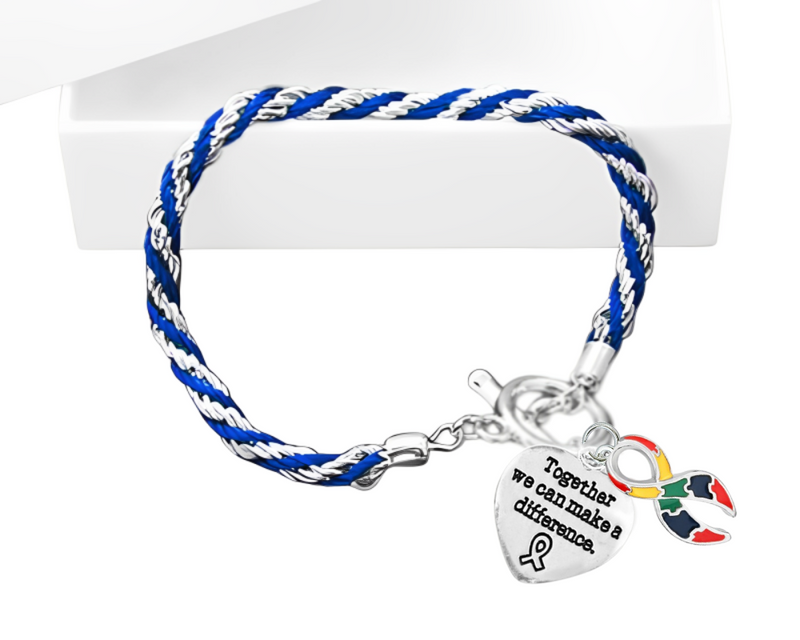 Autism Awareness Bracelets - Rope Style "Together We Can Make a Difference" (Bracelets) - The Awareness Company