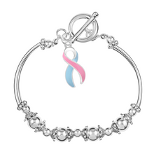 Load image into Gallery viewer, Bulk Pink &amp; Blue Ribbon Stretch Bracelets for SIDS, Infant Death - The Awareness Company