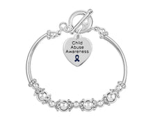 Load image into Gallery viewer, Child Abuse Awareness Heart Charm Partial Beaded Bracelet, The Awareness Company