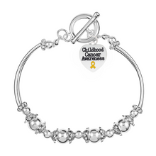 Load image into Gallery viewer, Childhood Cancer Awareness Heart Charm Partial Beaded Bracelets