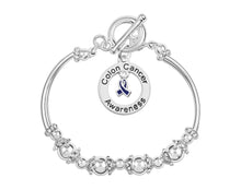 Load image into Gallery viewer, Colon Cancer Circle Charm Partial Beaded Bracelet, Colon Cancer Awareness