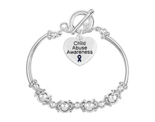 Load image into Gallery viewer, Child Abuse Awareness Heart Charm Partial Beaded Bracelet, The Awareness Company