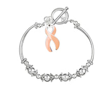 Load image into Gallery viewer, Bulk Peach Ribbon Charm Uterine Cancer Beaded Bracelets - The Awareness Company