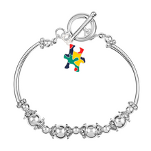 Load image into Gallery viewer, Bulk Colored Puzzle Piece Autism Partial Beaded Bracelets - The Awareness Company