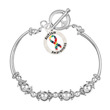 Load image into Gallery viewer, Bulk Autism Awareness Round Design Partial Beaded Bracelets - The Awareness Company