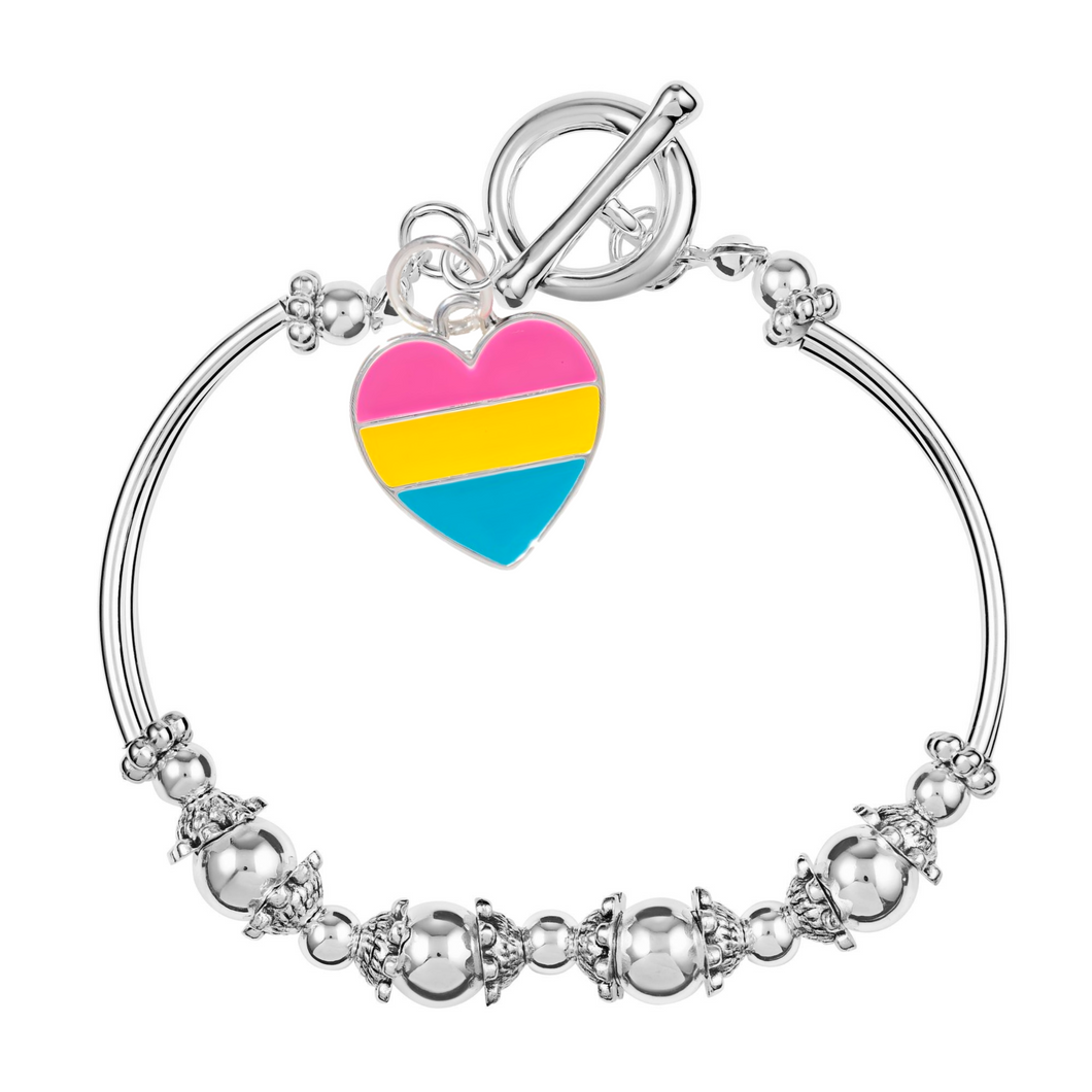 Bulk Pansexual Heart Flag Partial Beaded Bracelets, Gay Pride Jewelry - The Awareness Company
