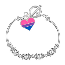 Load image into Gallery viewer, Bulk Bisexual Flag Heart Partial Beaded Bracelets, Gay Pride Jewelry - The Awareness Company