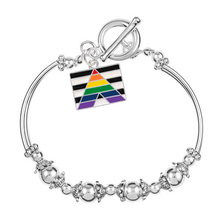 Load image into Gallery viewer, Bulk Straight Ally Rectangle Flag Partial Beaded Charm Bracelets, Gay Pride Jewelry - The Awareness Company