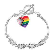 Load image into Gallery viewer, Daniel Quasar Heart Flag Charm Partial Beaded Bracelets