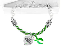 Load image into Gallery viewer, Bulk Green Ribbon Organ Donors Partial Rope Bracelets - The Awareness Company