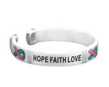 Load image into Gallery viewer, Bulk Pink &amp; Teal Ribbon Hope Bangle Bracelets - The Awareness Company