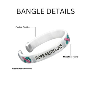 Bulk Pink & Teal Ribbon Hope Bangle Bracelets - The Awareness Company