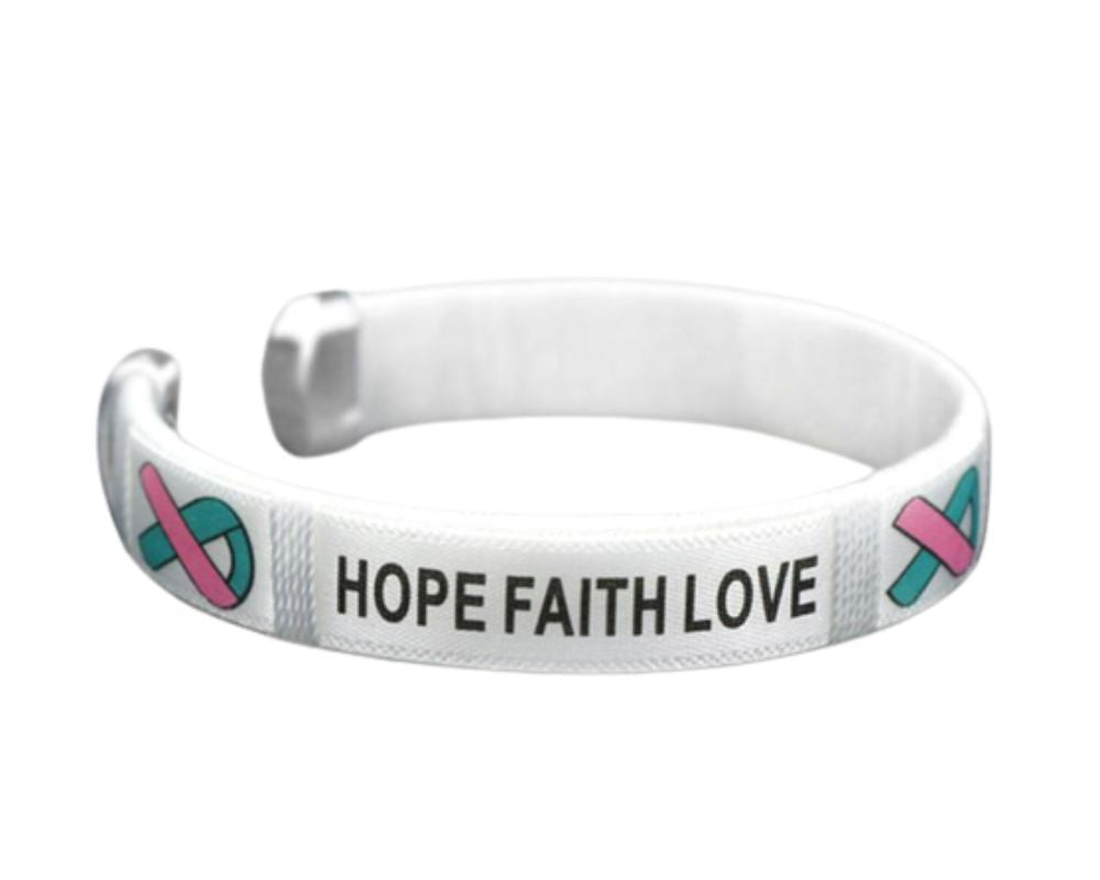 Bulk Pink & Teal Ribbon Hope Bangle Bracelets - The Awareness Company