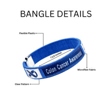 Load image into Gallery viewer, Bulk Colon Cancer Awareness Dark Blue Ribbon Bangle Bracelets - The Awareness Company