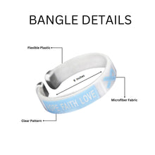 Load image into Gallery viewer, Bulk Child Size Light Blue Ribbon Bangle Bracelets - The Awareness Company