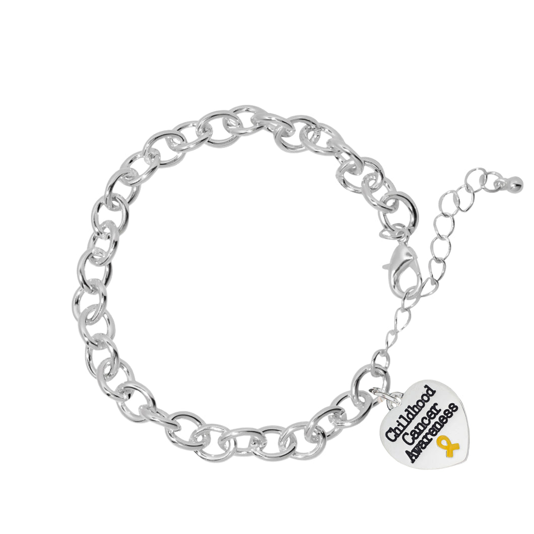 Bulk Childhood Cancer Chunky Heart Charm Bracelets - The Awareness Company