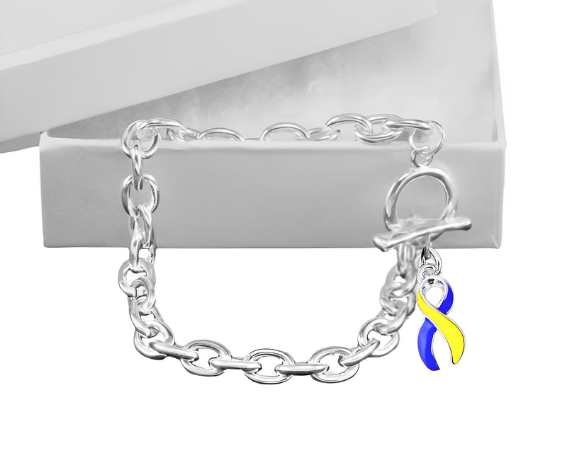 Blue & Yellow Ribbon Chunky Charm Bracelets - The Awareness Company