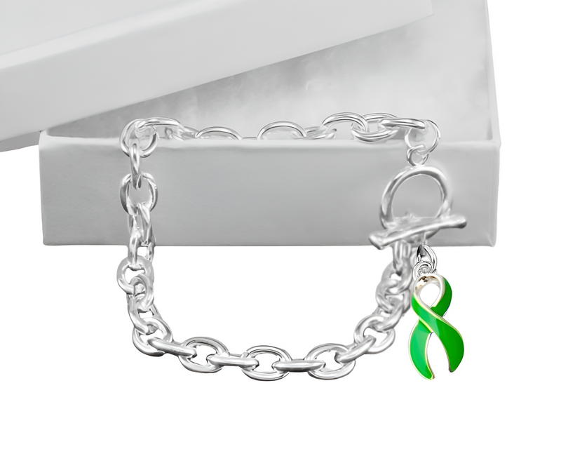 Bulk Green Ribbon Chunky Charm Bracelets - The Awareness Company