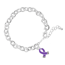 Load image into Gallery viewer, Bulk Small Size Purple Ribbon Chunky Charm Bracelets - The Awareness Company