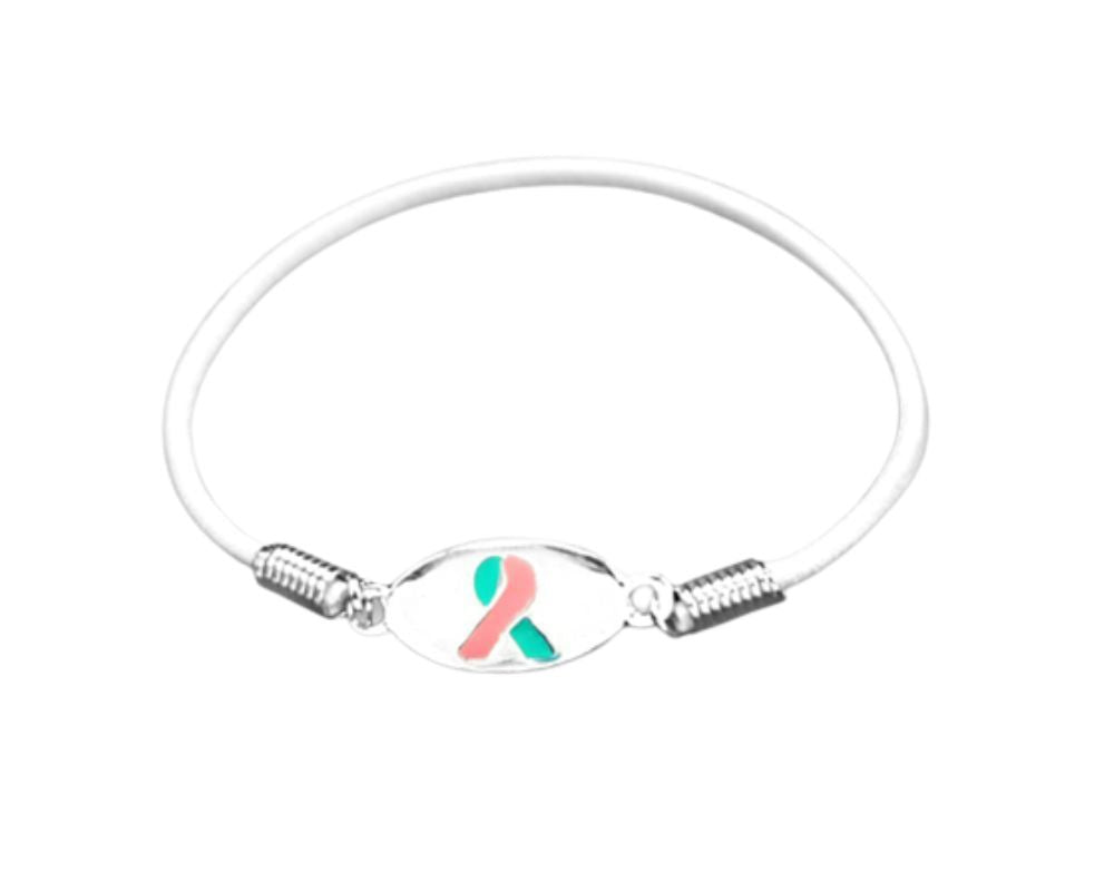 Bulk Pink & Teal Ribbon Stretch Bracelets for Hereditary Breast Cancer - The Awareness Company