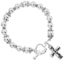 Load image into Gallery viewer, Silver Blessed, Hope, Faith, and Love Cross Beaded Charm Bracelets