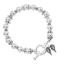 Load image into Gallery viewer, Angel Wings Religious Silver Beaded Bracelet