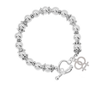 Load image into Gallery viewer, Female Same Sex Symbol Silver Beaded Bracelets, Gay Pride Jewelry - The Awareness Company