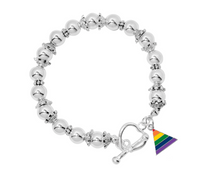 Load image into Gallery viewer, Rainbow Triangle Flag Silver Beaded Bracelets, Gay Pride Jewelry - The Awareness Company