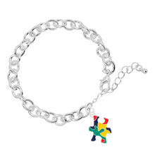 Load image into Gallery viewer, Bulk Colored Puzzle Piece Autism Awareness Chunky Charm Bracelets - The Awareness Company