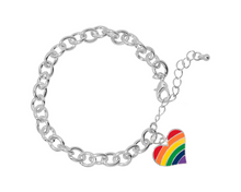 Load image into Gallery viewer, Bulk Rainbow Heart Bracelets for PRIDE Parades, Events, Fundraising - The Awareness Company