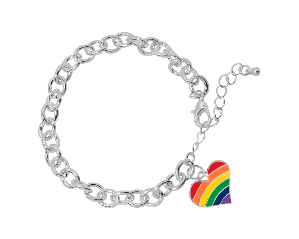 Bulk Rainbow Heart Bracelets for PRIDE Parades, Events, Fundraising - The Awareness Company
