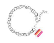 Load image into Gallery viewer, Bulk Lesbian Sunset Flag Charm Bracelets, Lesbian Jewelry Bulk - The Awareness Company