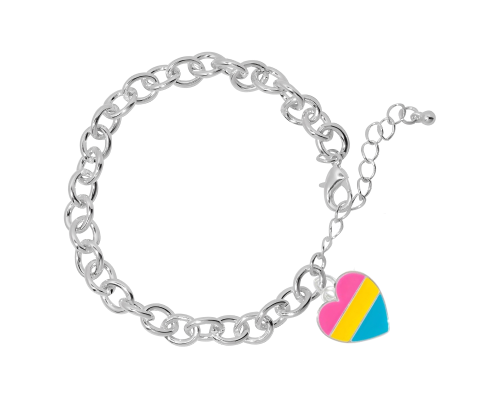 Pansexual LGBTQ Pride Heart Chunky Charm Bracelets - The Awareness Company
