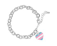 Load image into Gallery viewer, Bulk Heart Shaped Transgender Flag Chunky Charm Bracelets - The Awareness Company
